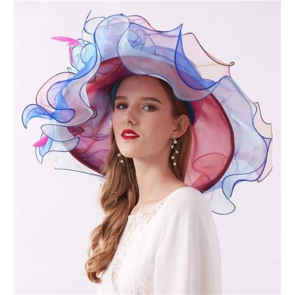 Women's Kentucky Derby Church Dress Hat F2 Skyblue - Picture 6 of 6
